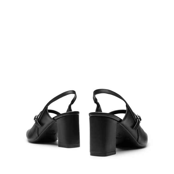 Mary Jane Slingback Chunky Heel Pumps - BLACK PU - 3